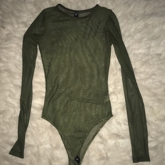 Windsor Tops - Sheer Olive green bodysuit